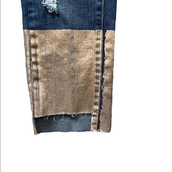 ANTHROPOLOGIE PILCRO Gold Foil Dipped Jeans Size 25 - Picture 4 of 11